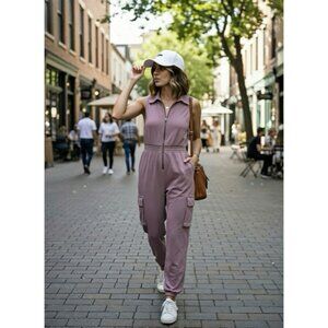 Buckle BKE Washed Cargo Jumpsuit Washed Pink S